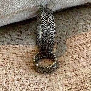Hoop earrings and ring